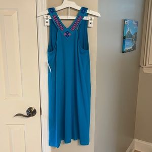 Turquoise Gibson jersey knit dress small